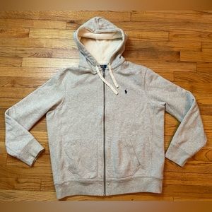 Gray Polo Zip Up Hoodie, Size XL